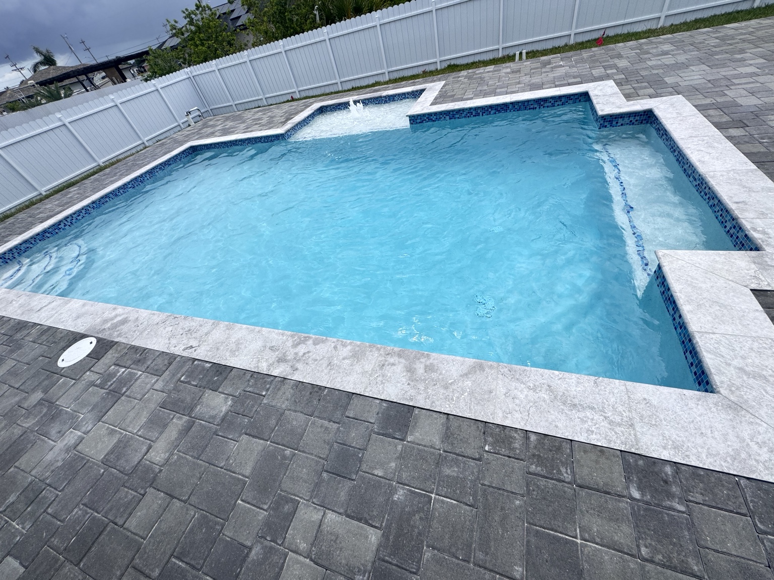 Custom pool with spa
