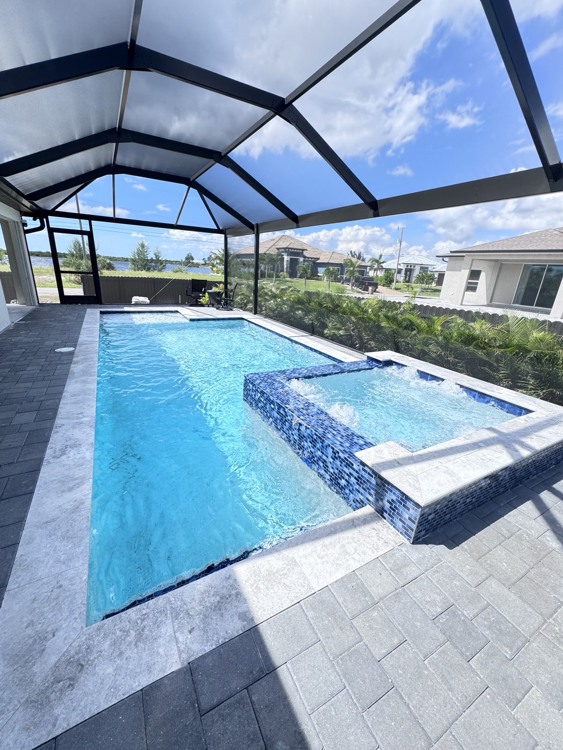 Pool and raised spa